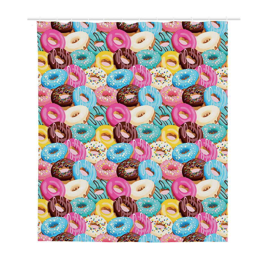Yummy Donut Pattern Print Polyester Shower Curtain