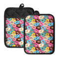 Yummy Donut Pattern Print Pot Holders With Pocket