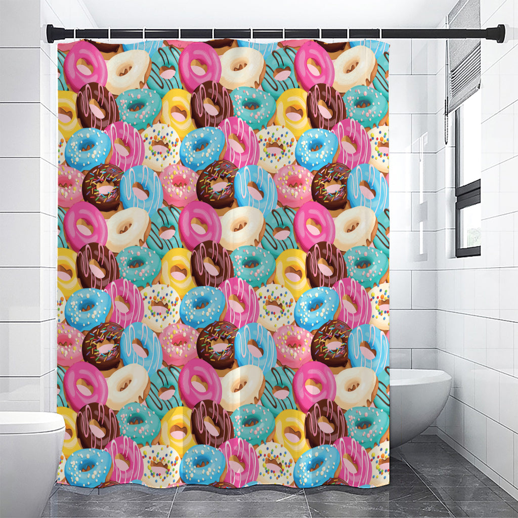 Yummy Donut Pattern Print Premium Shower Curtain