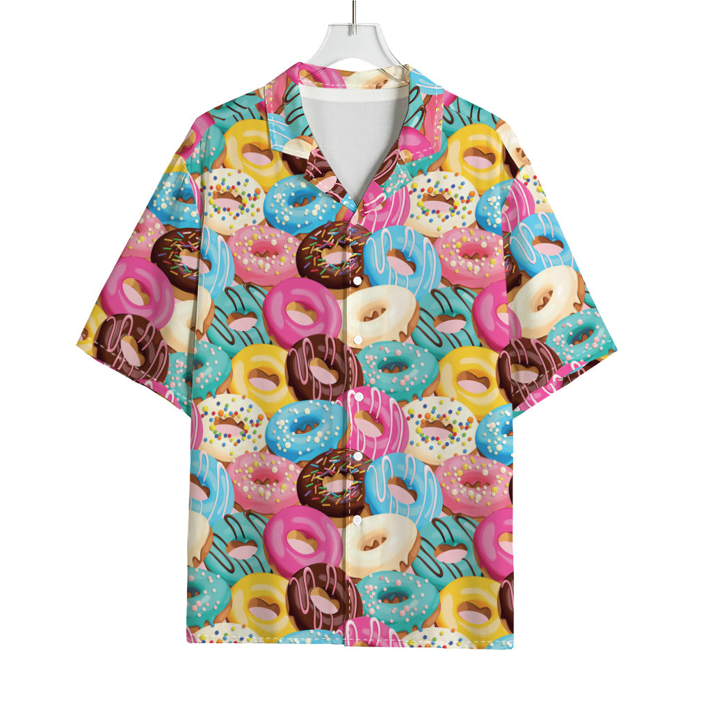 Yummy Donut Pattern Print Rayon Hawaiian Shirt