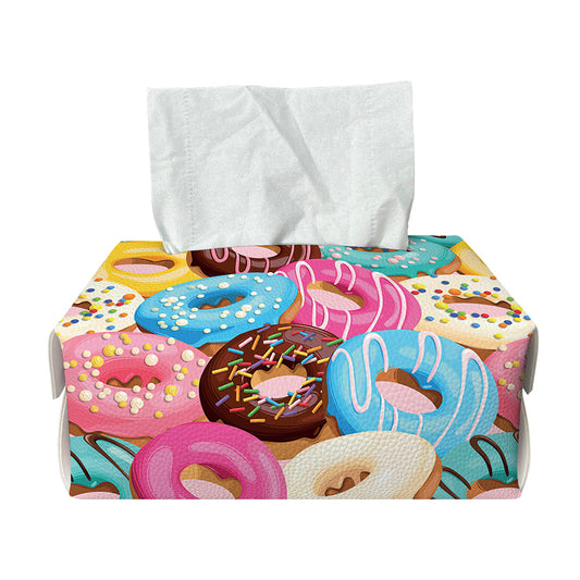 Yummy Donut Pattern Print Rectangle Tissue Box Cover