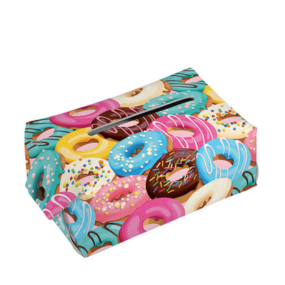 Yummy Donut Pattern Print Rectangle Tissue Box Cover