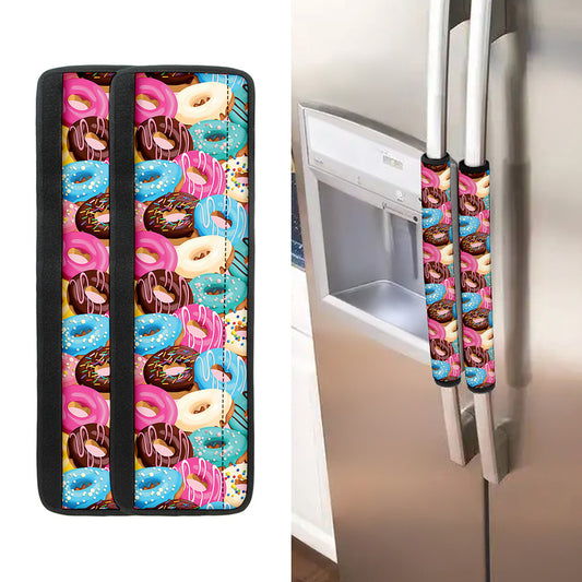 Yummy Donut Pattern Print Refrigerator Handle Covers