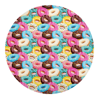 Yummy Donut Pattern Print Round Blanket
