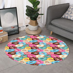 Yummy Donut Pattern Print Round Rug