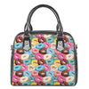 Yummy Donut Pattern Print Shoulder Handbag