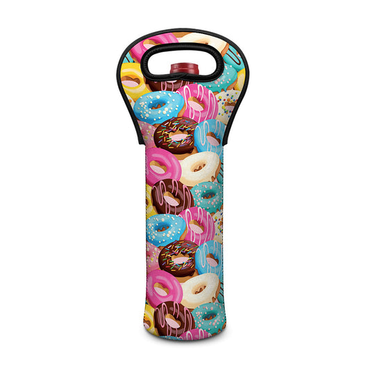 Yummy Donut Pattern Print Single Neoprene Wine Tote