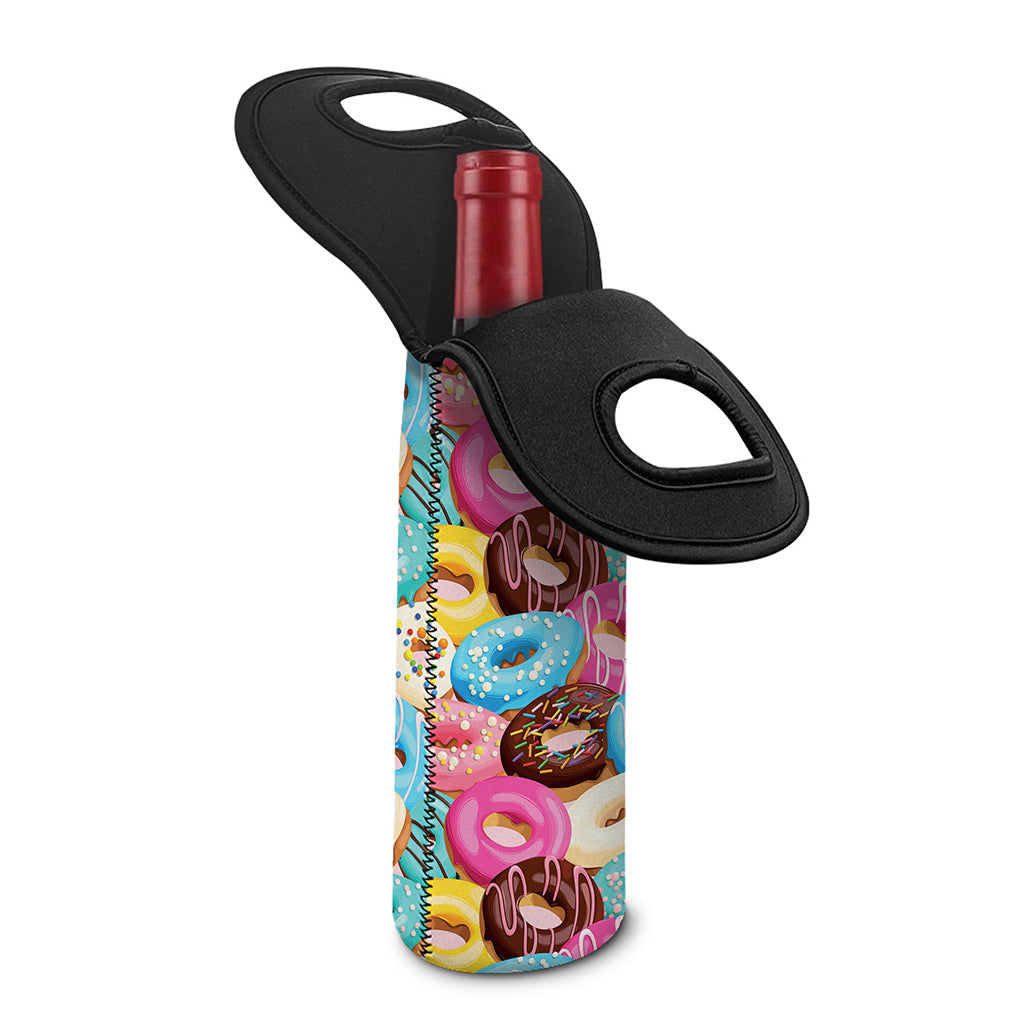 Yummy Donut Pattern Print Single Neoprene Wine Tote