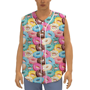 Yummy Donut Pattern Print Sleeveless Baseball Jersey