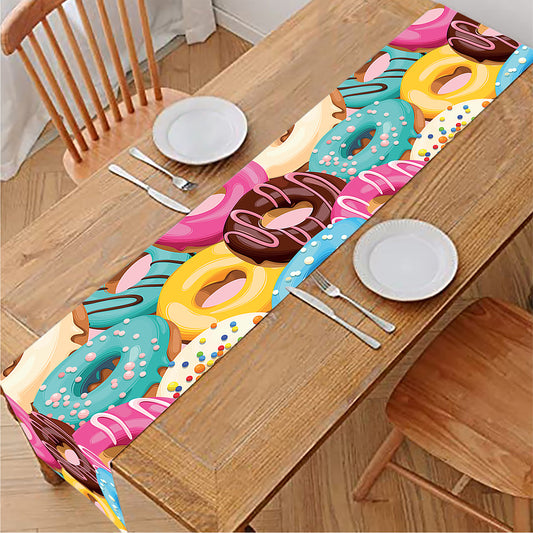 Yummy Donut Pattern Print Table Runner