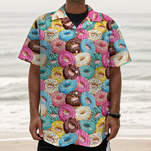 Yummy Donut Pattern Print Textured Short Sleeve Shirt