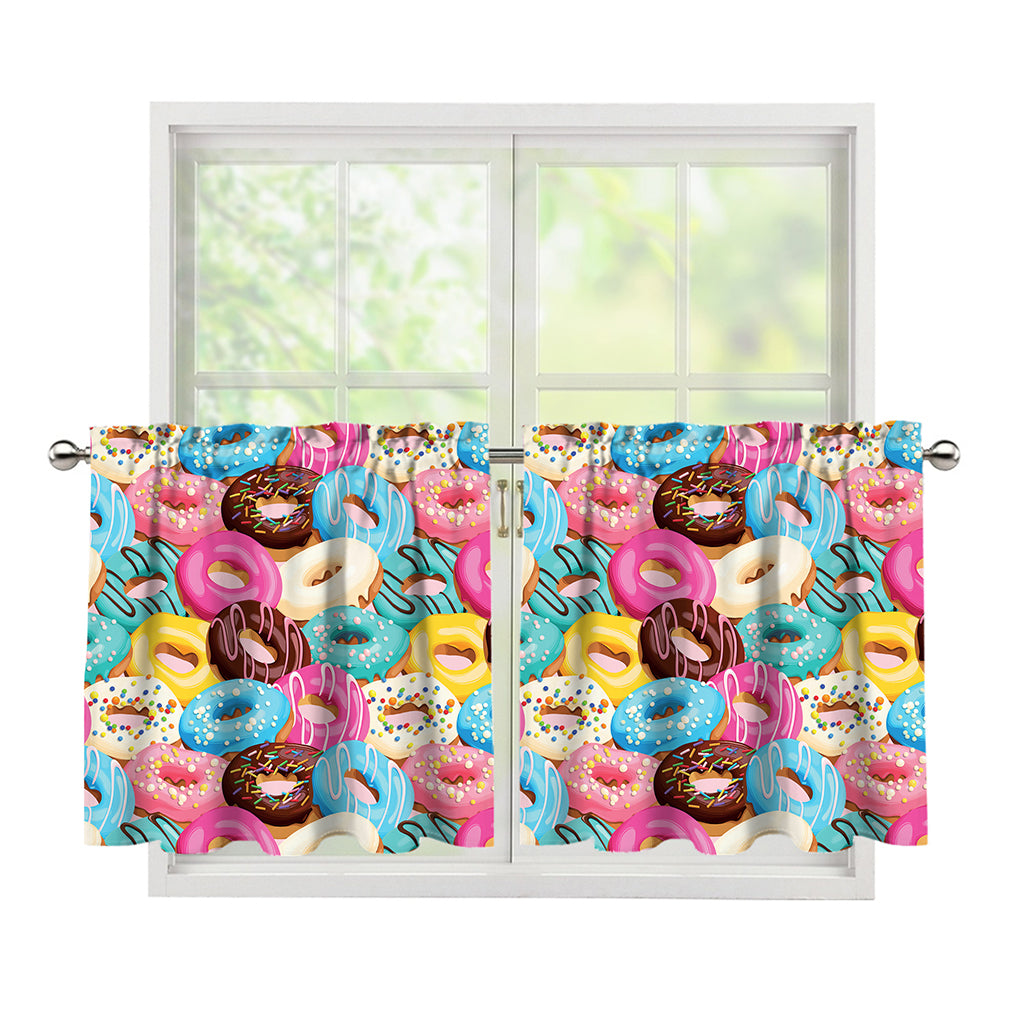Yummy Donut Pattern Print Tier Curtains