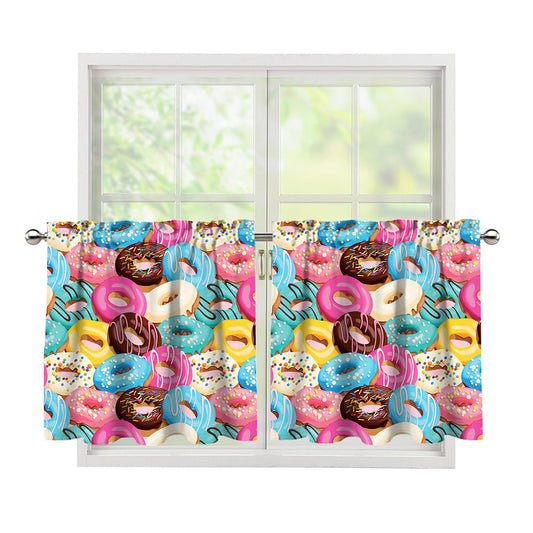 Yummy Donut Pattern Print Tier Curtains