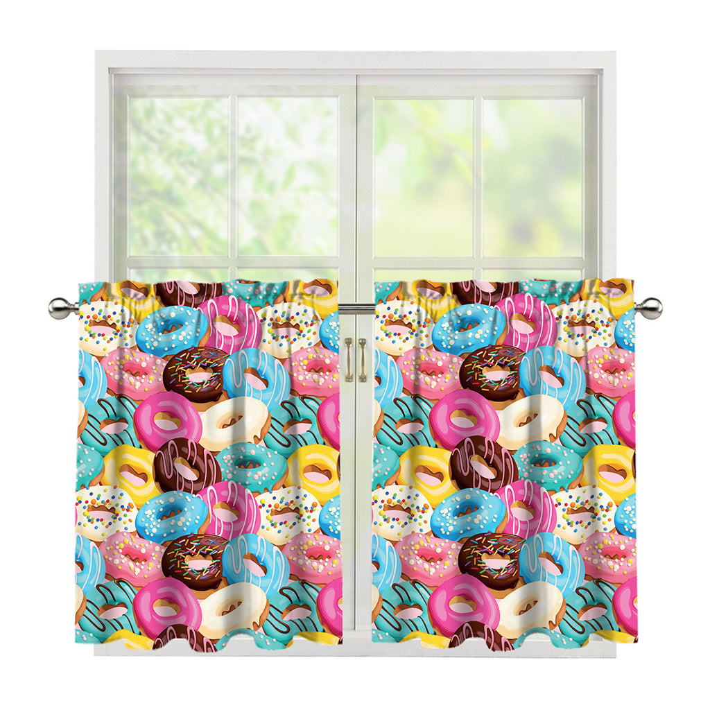Yummy Donut Pattern Print Tier Curtains