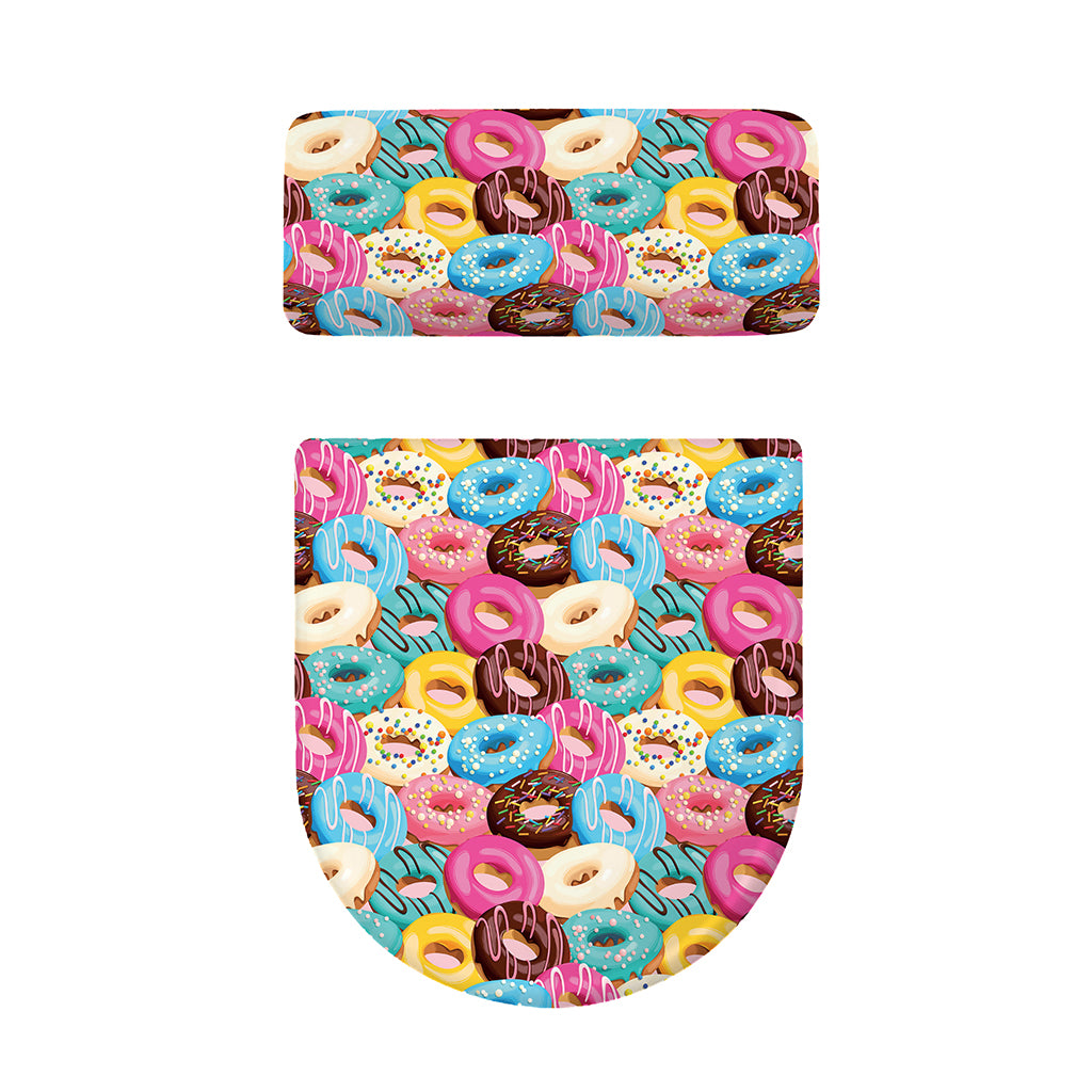Yummy Donut Pattern Print Toilet Lid And Tank Cover Set