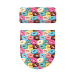 Yummy Donut Pattern Print Toilet Lid And Tank Cover Set