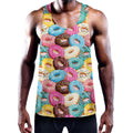 Yummy Donut Pattern Print Men's Workout Tank Top