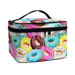 Yummy Donut Pattern Print Travel Makeup Bag