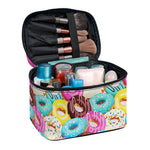 Yummy Donut Pattern Print Travel Makeup Bag