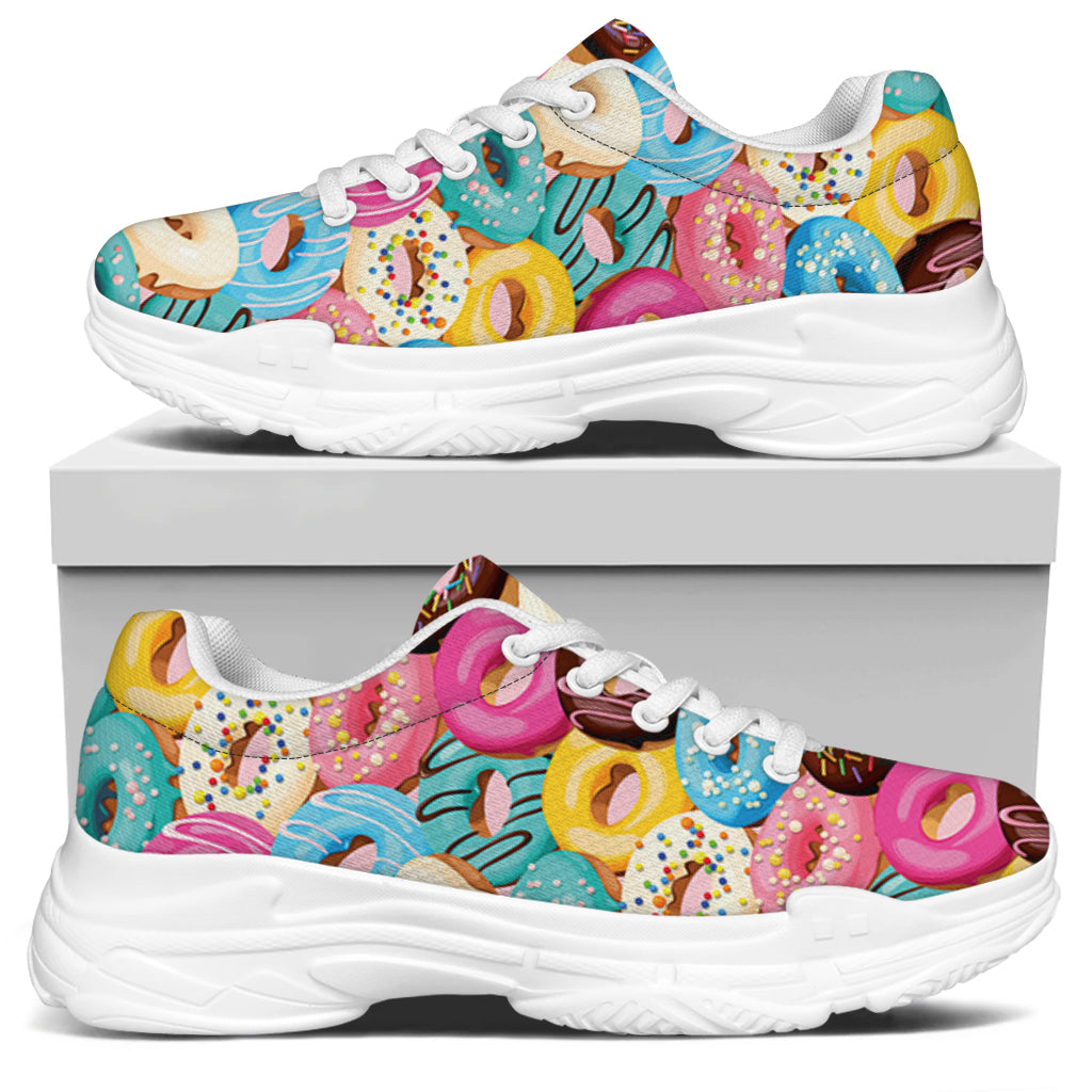 Yummy Donut Pattern Print White Chunky Shoes