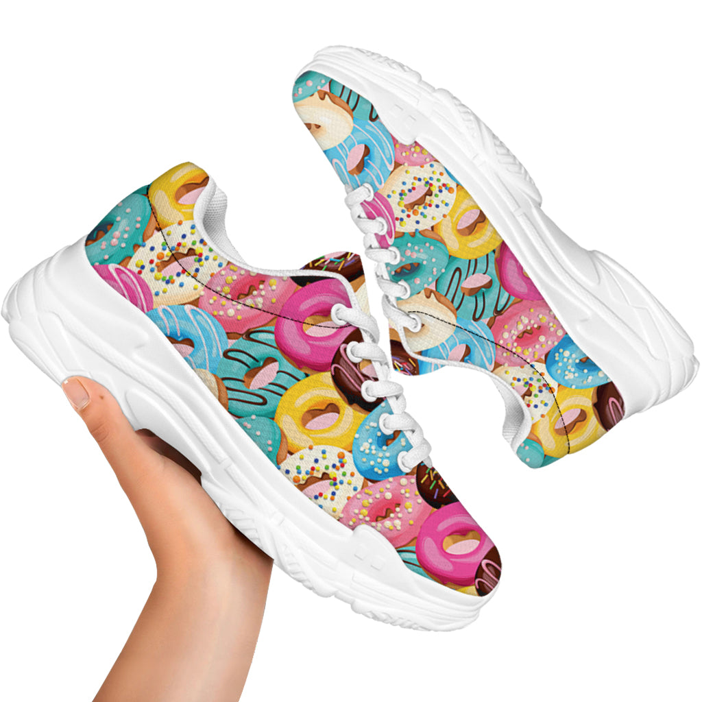 Yummy Donut Pattern Print White Chunky Shoes