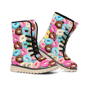 Yummy Donut Pattern Print Winter Boots