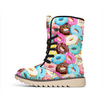 Yummy Donut Pattern Print Winter Boots