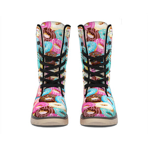 Yummy Donut Pattern Print Winter Boots