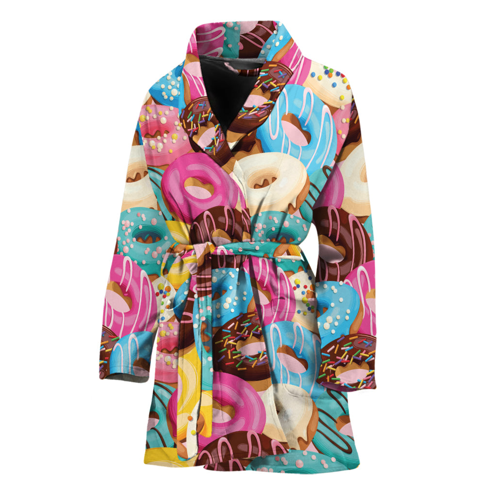 Yummy Donut Pattern Print Women's Bathrobe