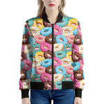 Yummy Donut Pattern Print Women's Bomber Jacket