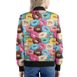 Yummy Donut Pattern Print Women's Bomber Jacket