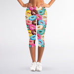 Yummy Donut Pattern Print Women's Capri Leggings