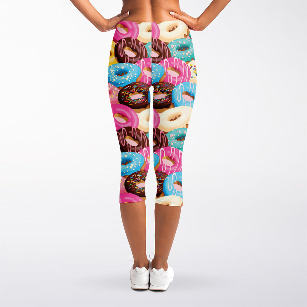 Yummy Donut Pattern Print Women's Capri Leggings
