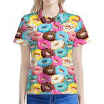 Yummy Donut Pattern Print Women's Polo Shirt