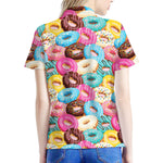 Yummy Donut Pattern Print Women's Polo Shirt