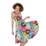 Yummy Donut Pattern Print Women's Sleeveless Dress