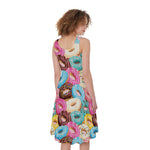Yummy Donut Pattern Print Women's Sleeveless Dress