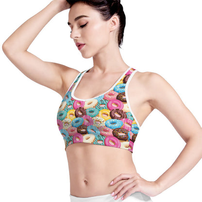Yummy Donut Pattern Print Women's Sports Bra