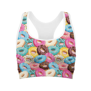 Yummy Donut Pattern Print Women's Sports Bra