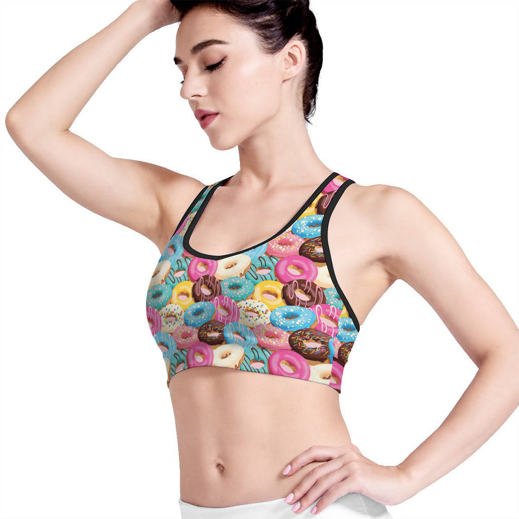 Yummy Donut Pattern Print Women's Sports Bra