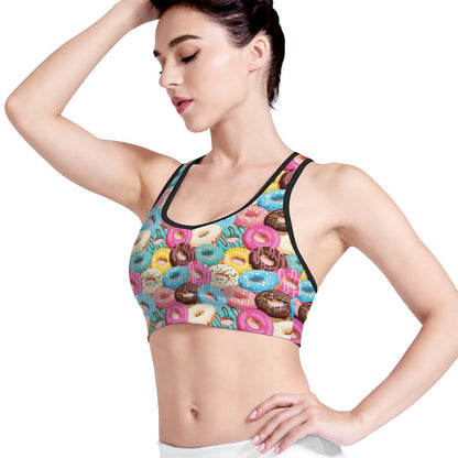Yummy Donut Pattern Print Women's Sports Bra