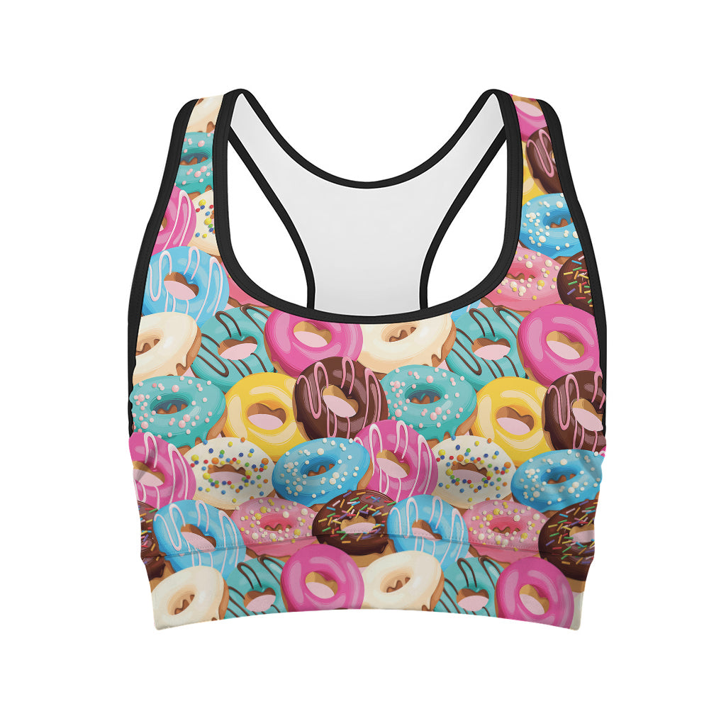 Yummy Donut Pattern Print Women's Sports Bra