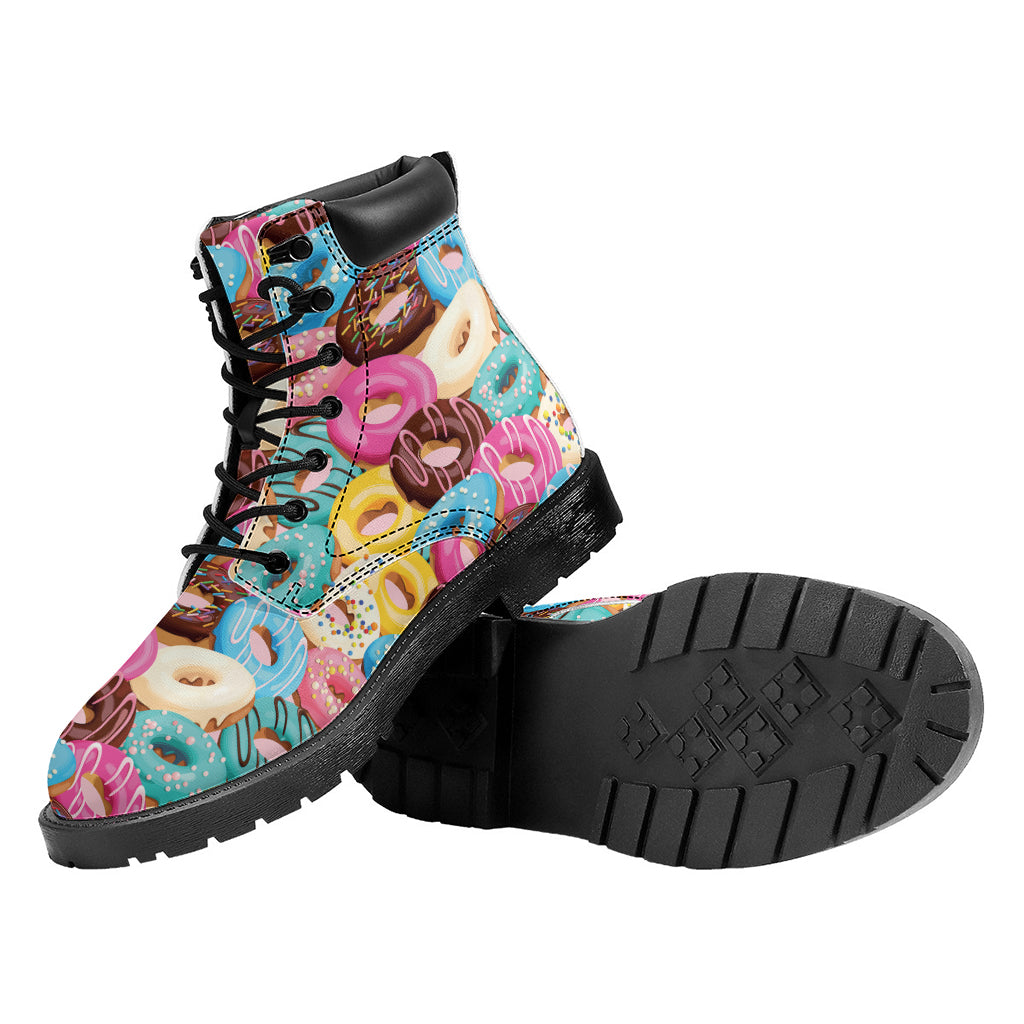 Yummy Donut Pattern Print Work Boots