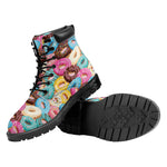 Yummy Donut Pattern Print Work Boots