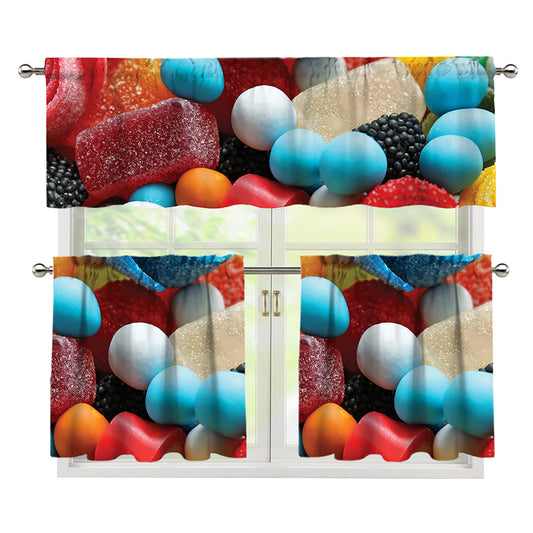 Yummy Gummy Print 3 Piece Kitchen Curtains
