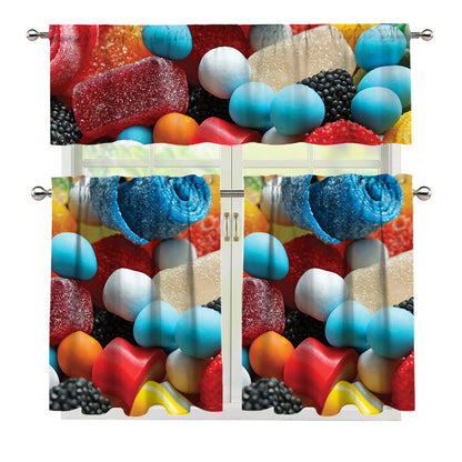 Yummy Gummy Print 3 Piece Kitchen Curtains