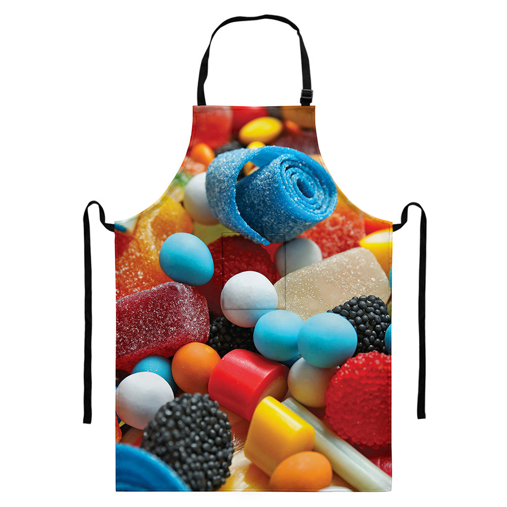 Yummy Gummy Print Bib Apron With Pocket