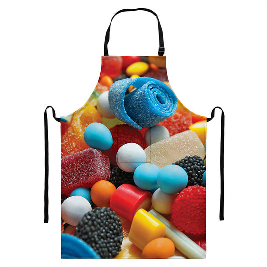 Yummy Gummy Print Bib Apron With Pocket
