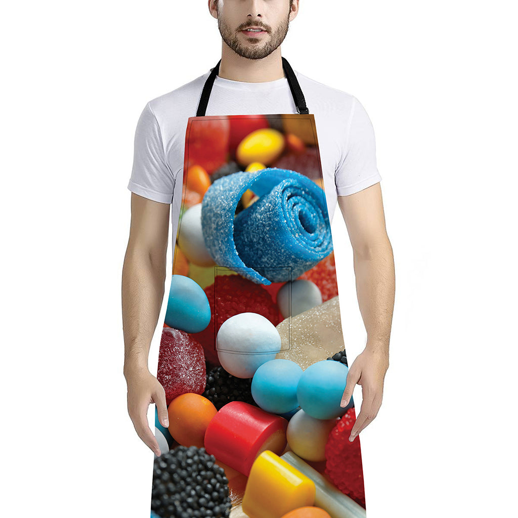Yummy Gummy Print Bib Apron With Pocket