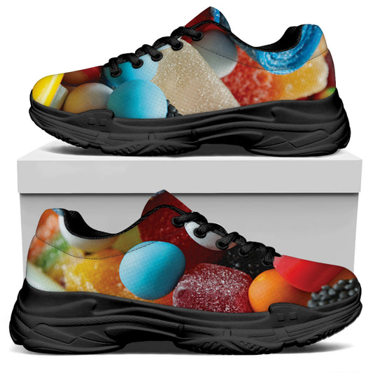 Yummy Gummy Print Black Chunky Shoes